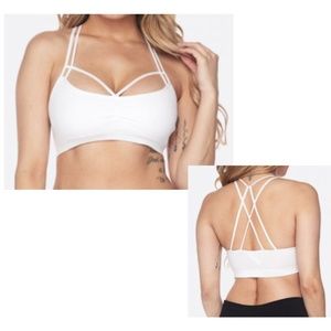 🌿Caged Strap White Bralette Criss-Cross Back